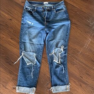 Cello Blue Distressed Boyfriend Jeans